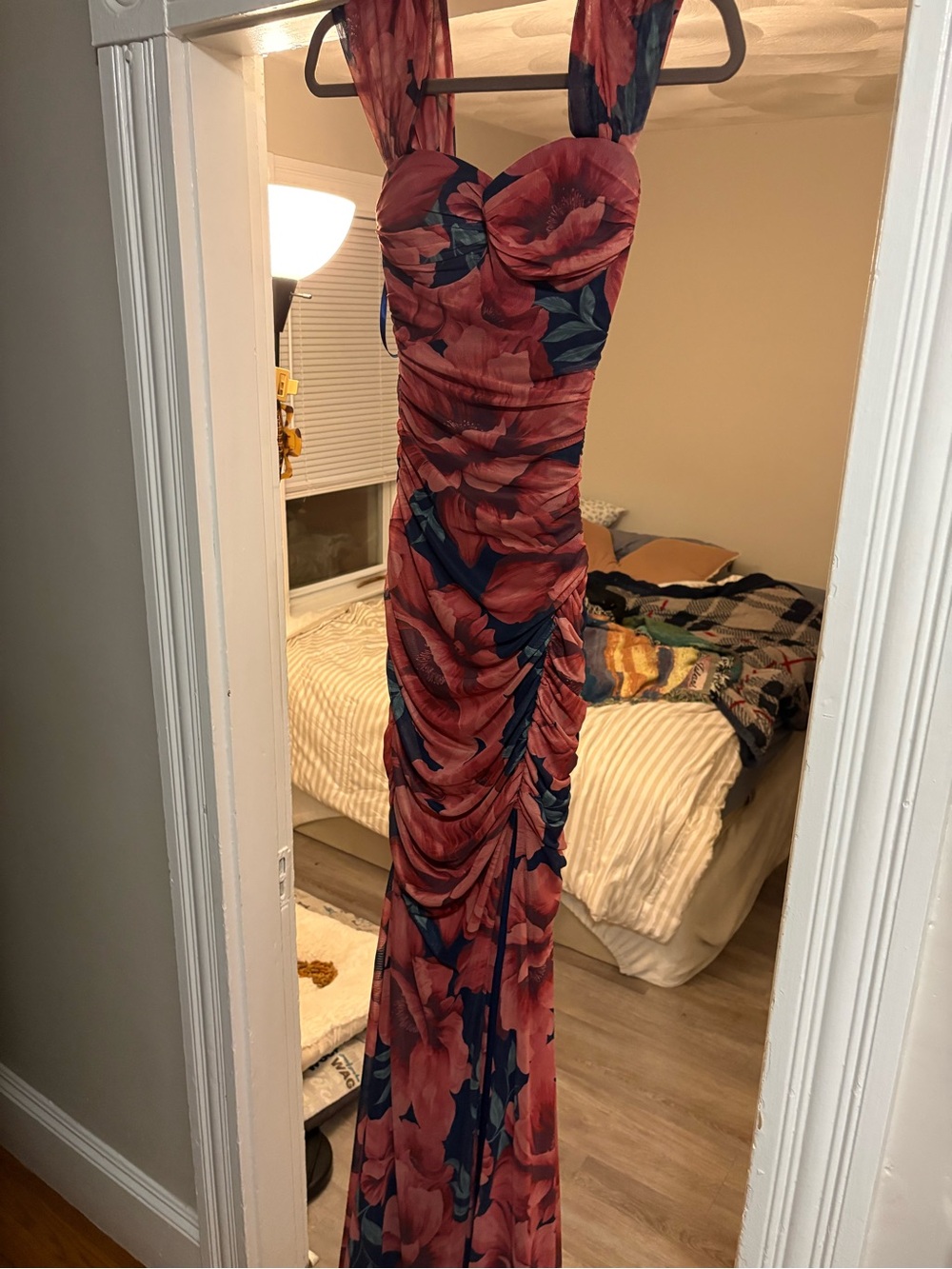 Windsor Coral and Navy Floral Bustier Dress - Picture 3 of 9